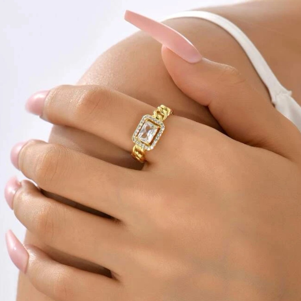 Rhinestone Cuff Ring